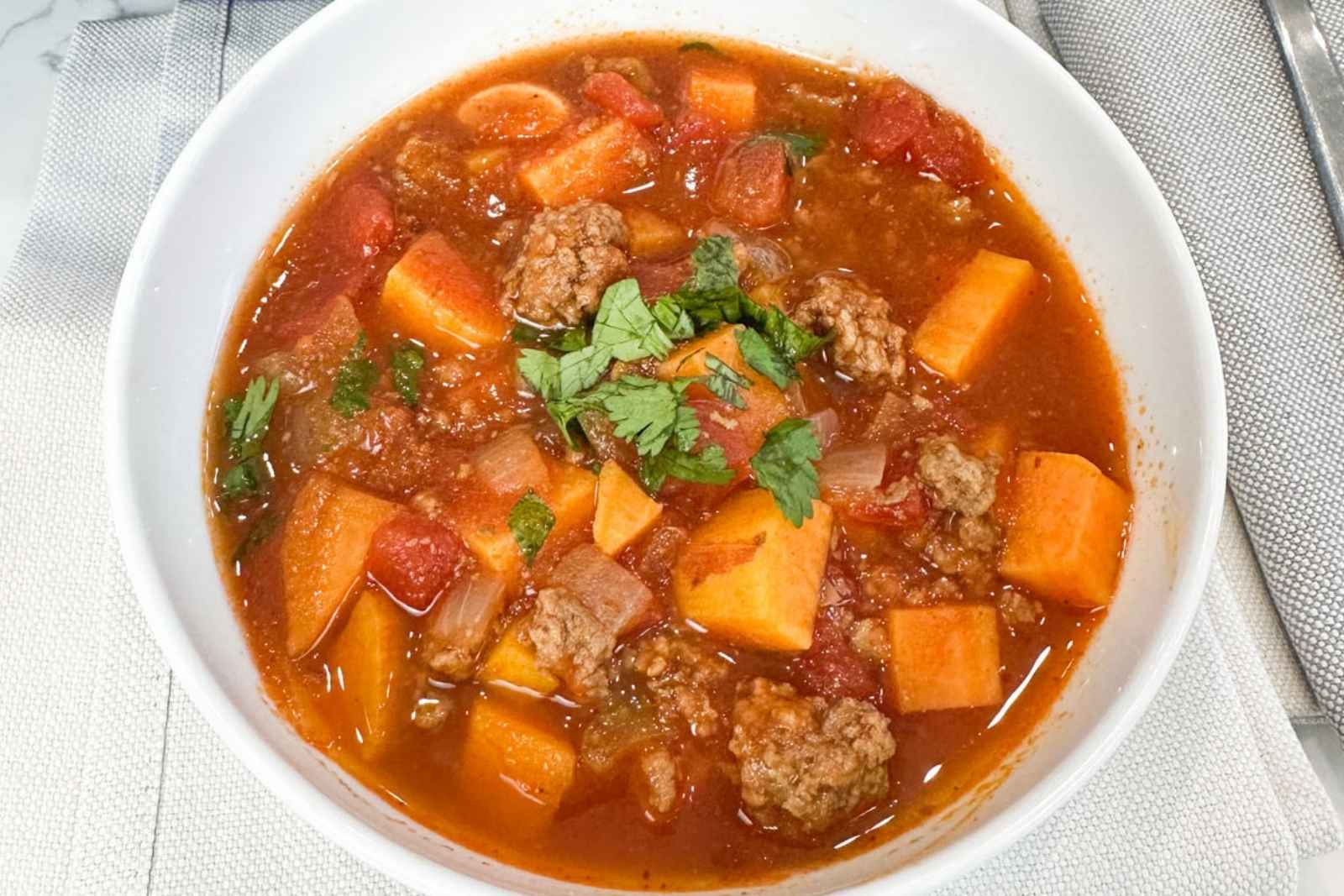 a bowl of sweet potato chili