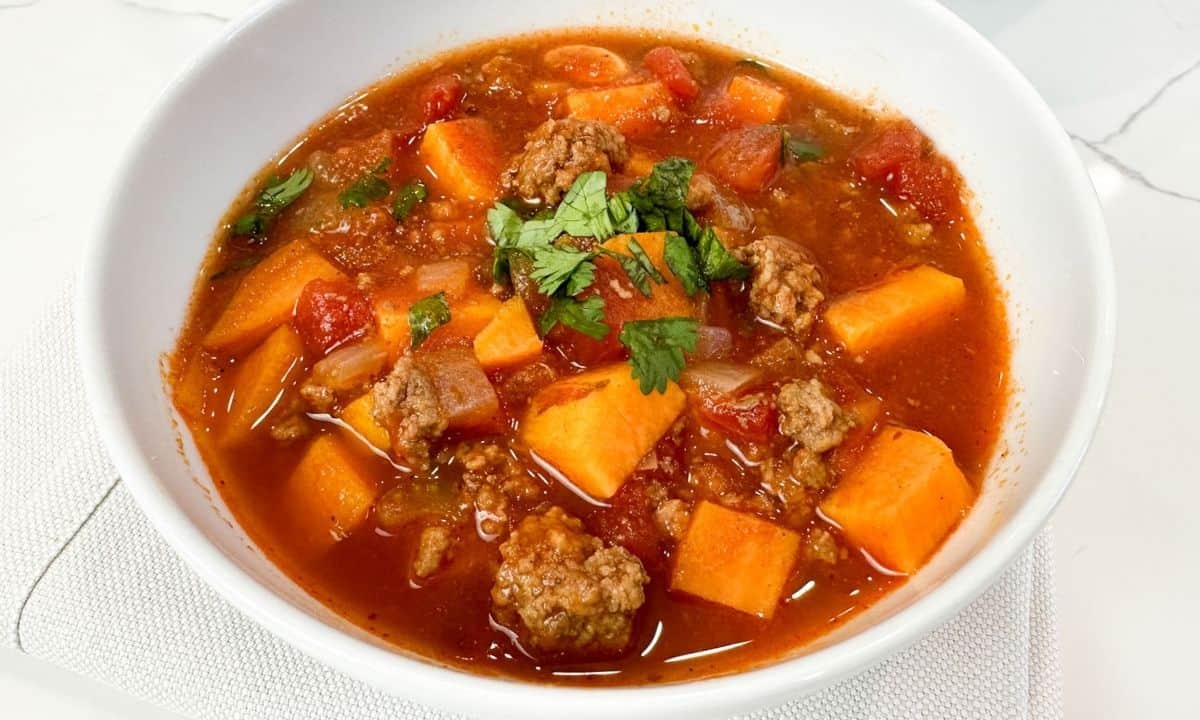 a bowl of sweet potato chili