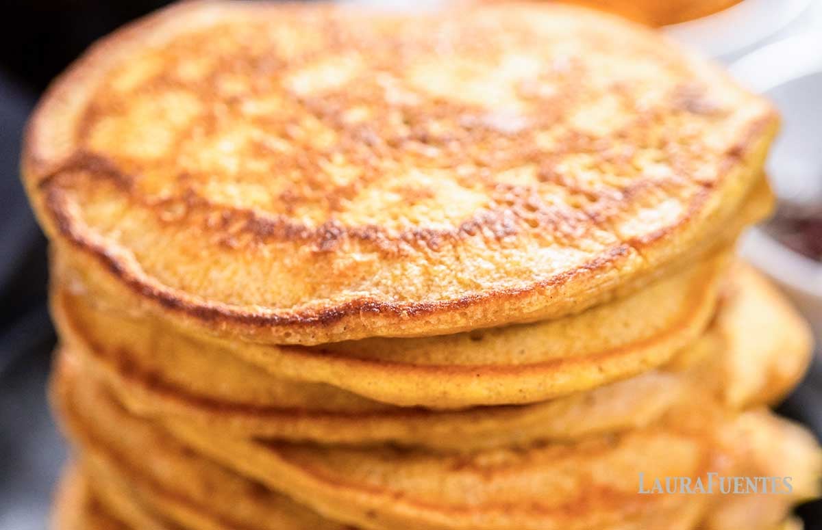 stack of pumpkin pancakes