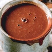 top view of a mug of hot cocoa