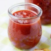 a jar with salsa