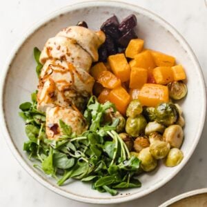 baked orange chicken with fall roasted vegetables
