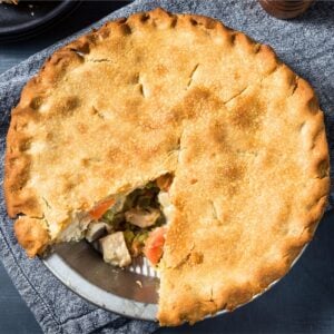 top view of a chicken pot pie