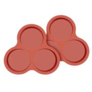 two red silicone air fryer pancake molds