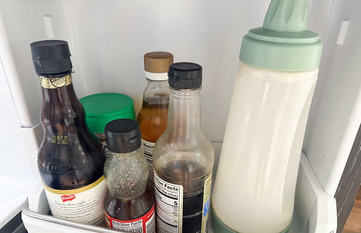 pancake batter in a bottle in the fridge