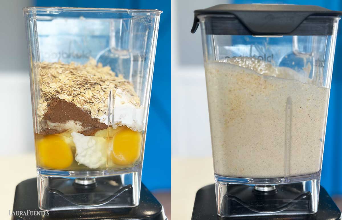 ingredients for cottage cheese oat pancakes in the blender