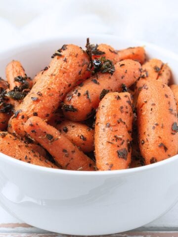 one small bowl of seasoned baby carrots after they've been air fried