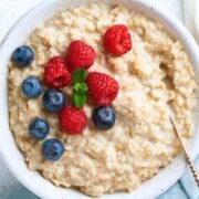 large bowl of cottage cheese oatmeal