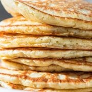 closeup on a stack of pancakes