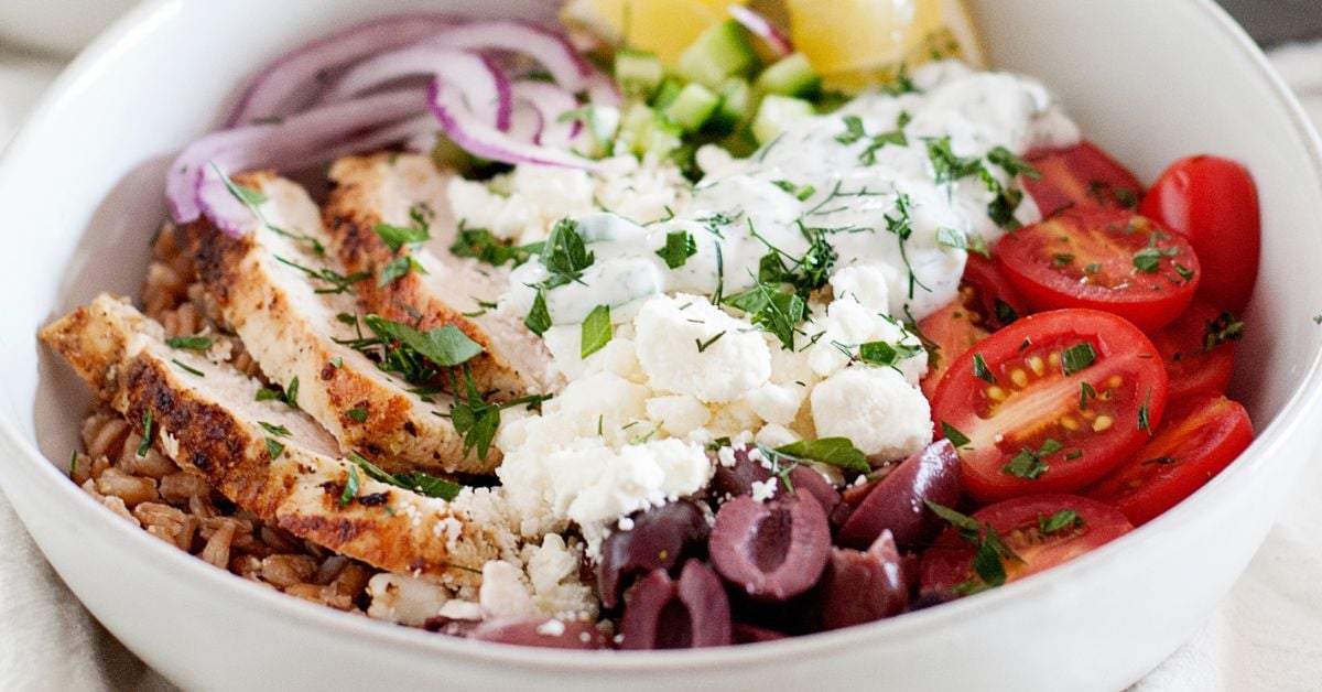 Rotisserie Chicken Greek Bowls - Laura Fuentes