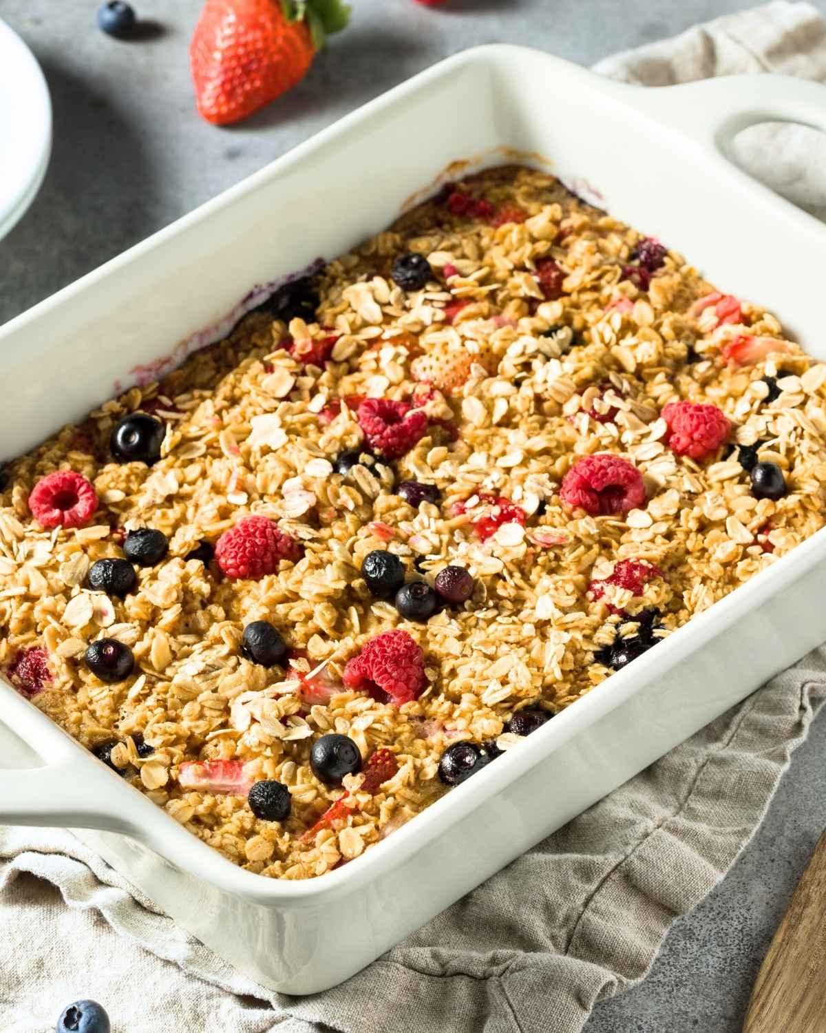 baked protein oatmeal with berries