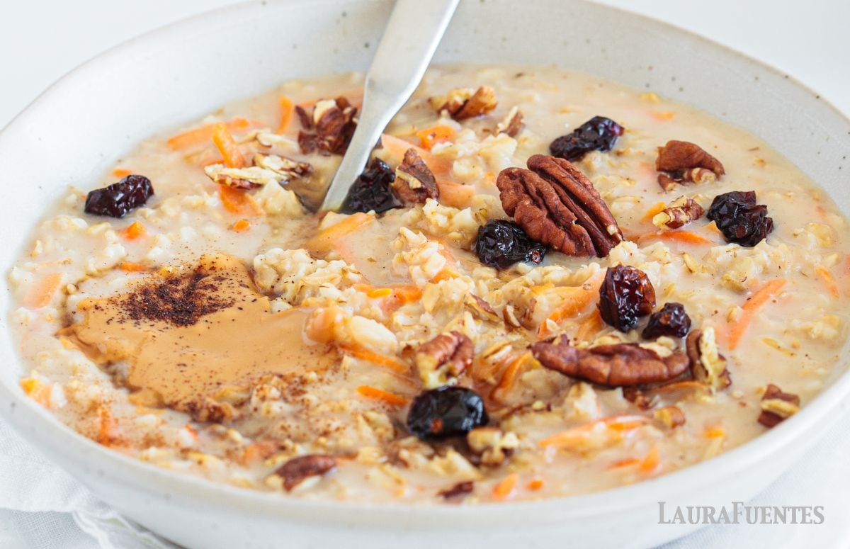 a bowl of carrot cake oatmeal