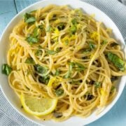 top view of lemon basil pasta