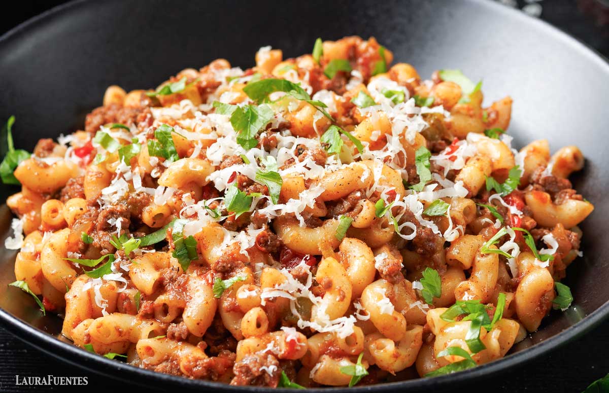 taco pasta in a skillet
