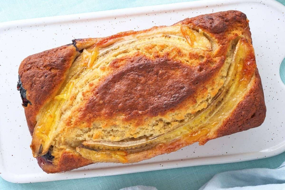 top view of cottage cheese banana bread