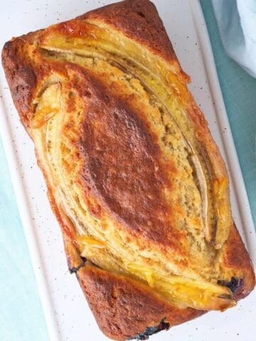 top view of cottage cheese banana bread