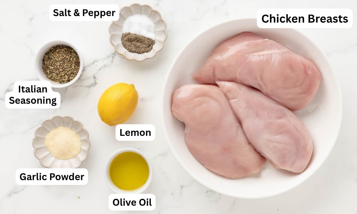 overhead shot of ingredients needed to make this Italian chicken recipe