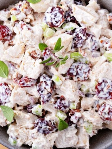 top view of a chicken salad bowl