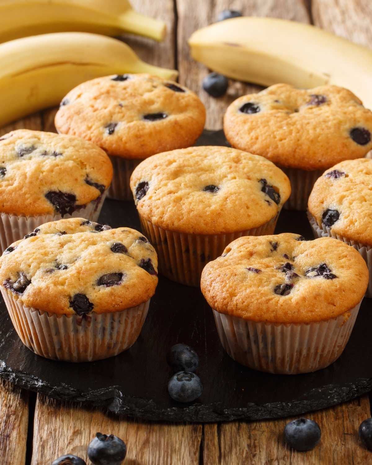 seven banana blueberry muffins