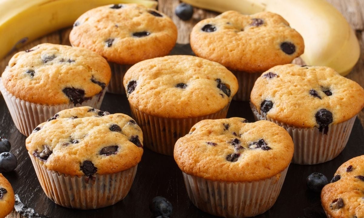 seven banana blueberry muffins