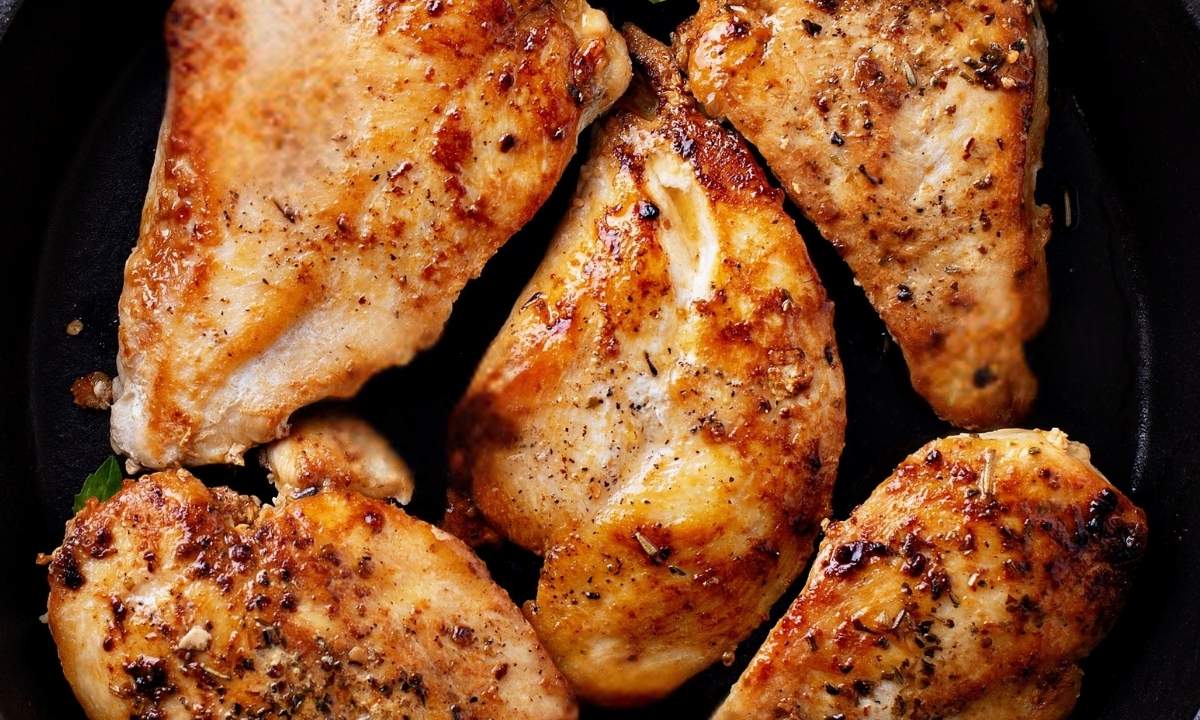 top view of baked chicken breasts