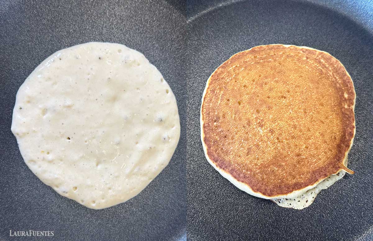 cooking pancakes at home in a pan