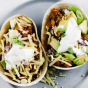top view of two taco boats