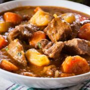 Irish beef stew in a bowl