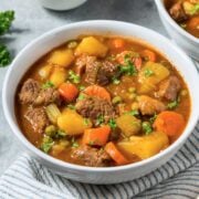 large bowl of simple beef stew