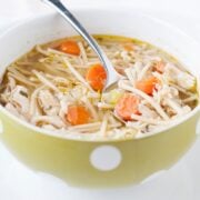 a bowl of chicken spaghetti soup