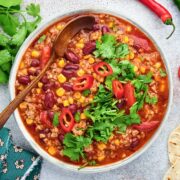 top view of corn chili