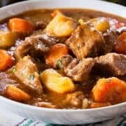 Irish beef stew in a bowl