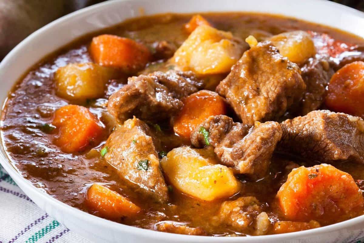 Irish beef stew in a bowl