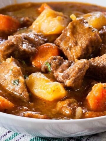 Irish beef stew in a bowl