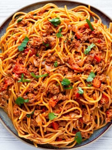 top view of taco spaghetti