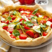 vegetable quiche made with puff pastry crust
