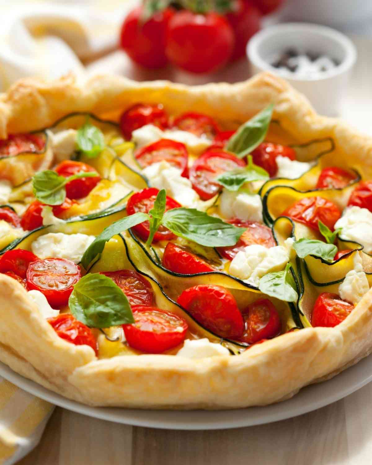veggie quiche made with puff pastry crust 
