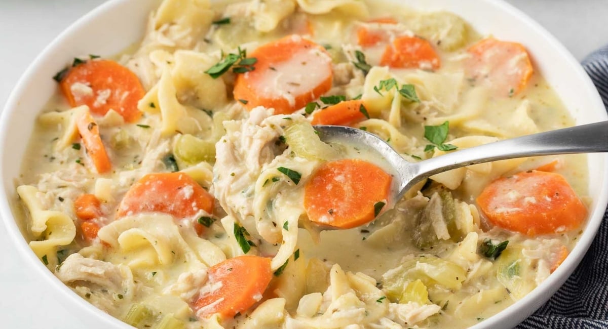 Creamy Chicken Noodle Soup {Grandma's Recipe} - Laura Fuentes