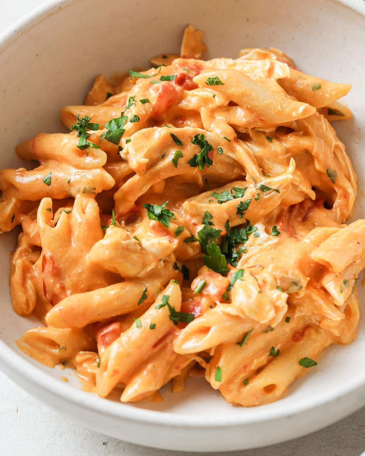 buffalo chicken pasta in a bowl