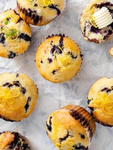 top view of lemon blueberry muffins