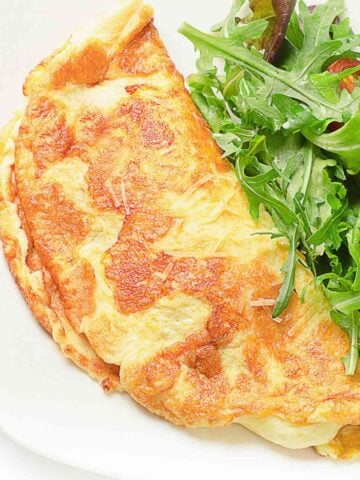 cottage cheese omelet with greens on the side