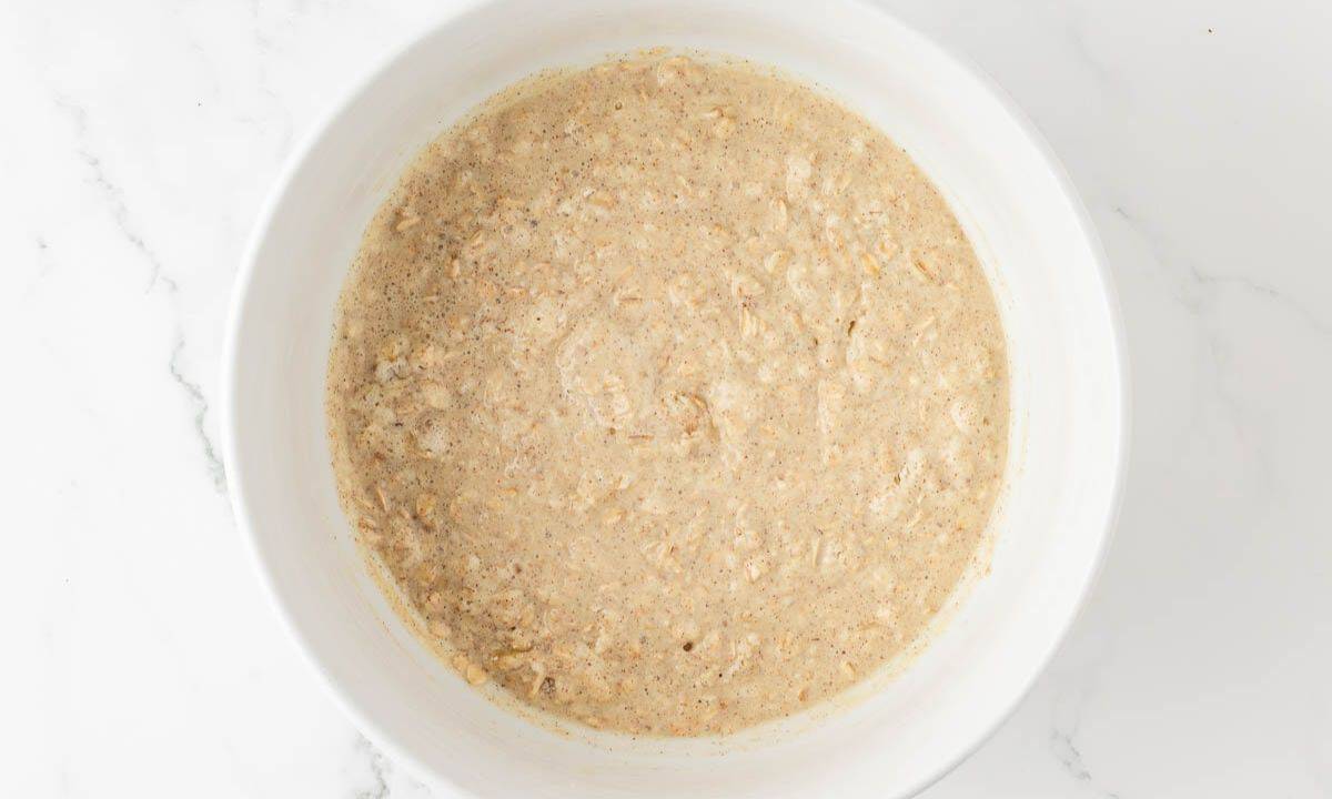 oatmeal pancake batter in a bowl