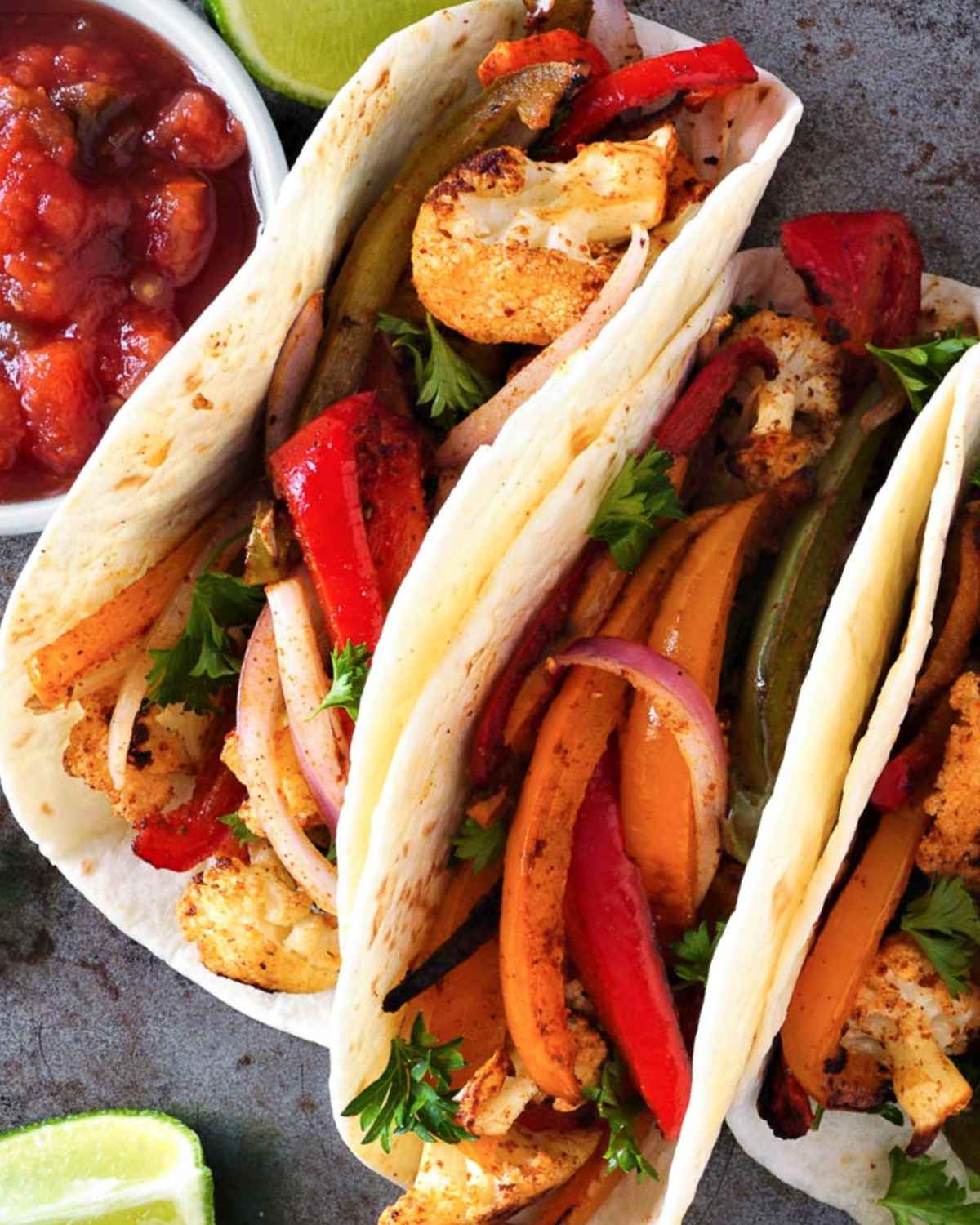 cauliflower tacos with fajita veggies