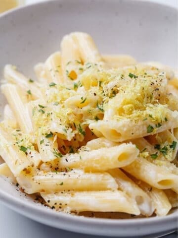 a bowl of lemon ricotta pasta