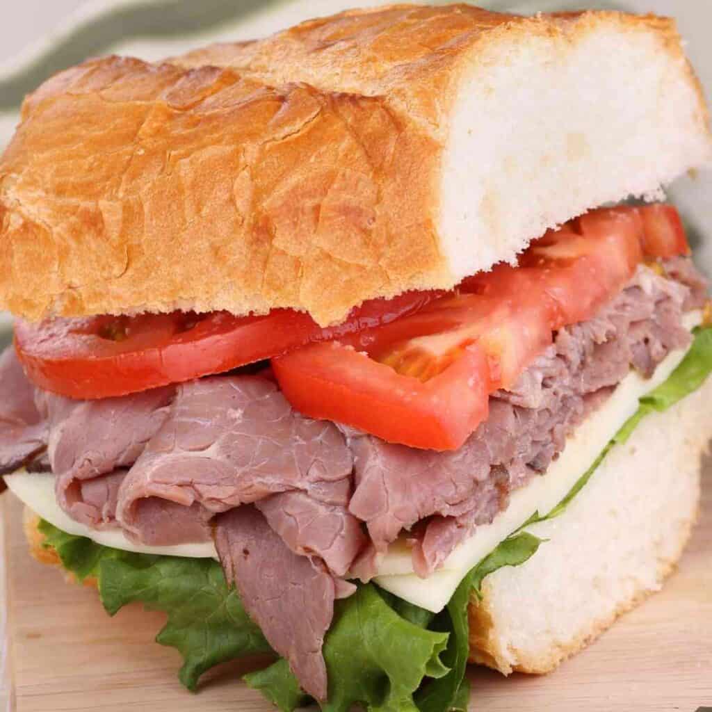 roast beef sandwich in French bread