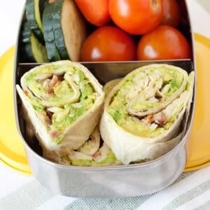 avocado pinwheels in a lunchbox