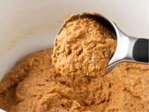 close up of pumpkin chocolate chip batter