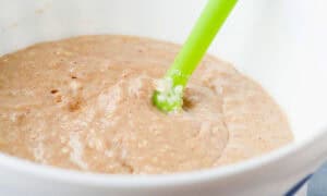 close up view of pumpkin muffin batter