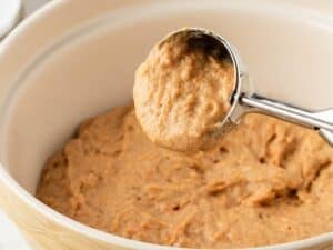 close up of sweet potato muffin batter texture