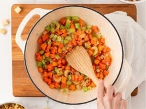 aromatic veggies in a pot